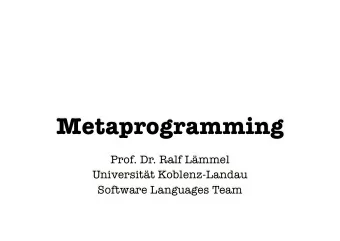 Metaprogramming  Prof. Dr. Ralf Lmmel  Universitt Koblenz-Landau  Software Languages Team
