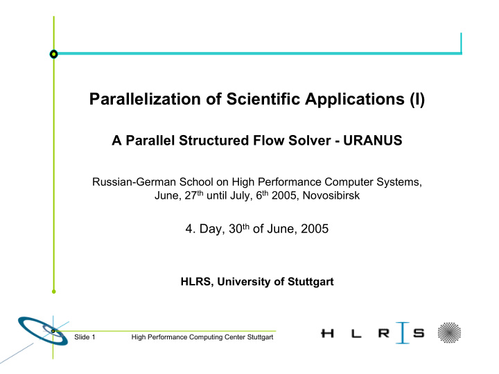 parallelization of scientific applications i