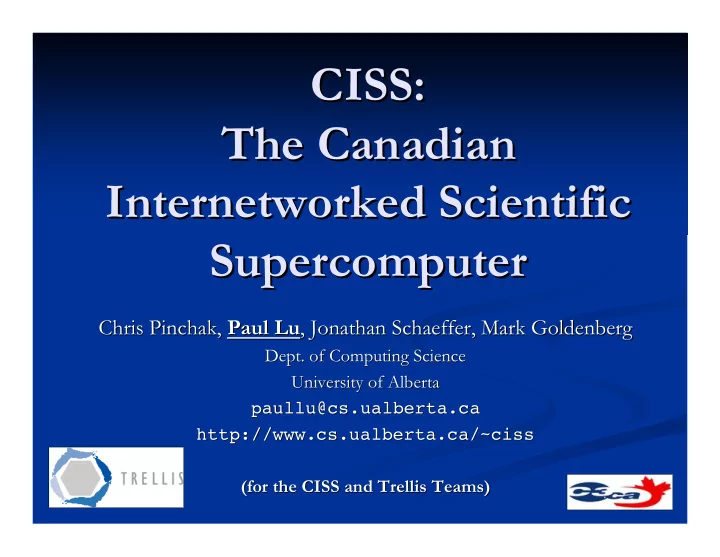 ciss ciss the canadian the canadian internetworked