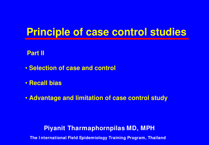 principle of case control studies