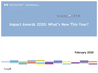 Impact Awards 2020: Whats New This Year?  February 2020  Overview of the Session    Elements