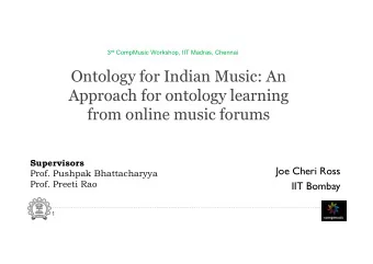 Ontology for Indian Music: An  Approach for ontology learning  from online music forums