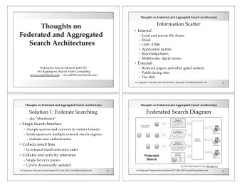 Federated Search Diagram    Solution 1: Federate Searching     aka MetaSearch