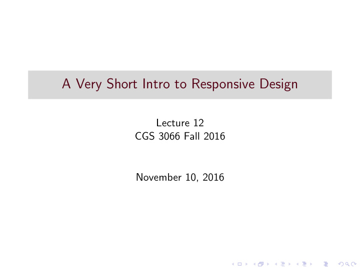 a very short intro to responsive design