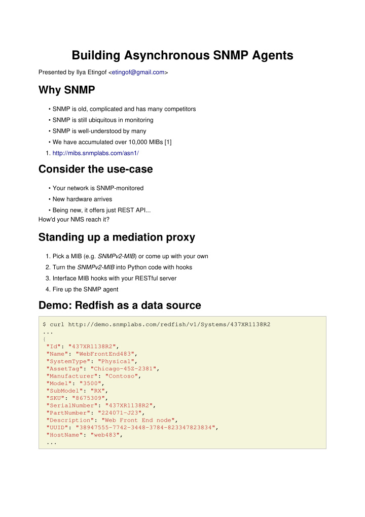 building asynchronous snmp agents