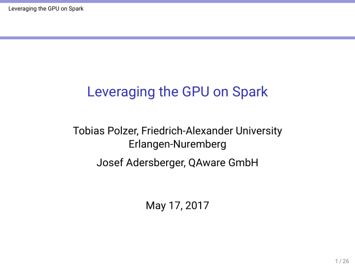 leveraging the gpu on spark