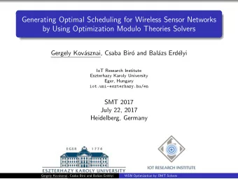 Generating Optimal Scheduling for Wireless Sensor Networks  by Using Optimization Modulo Theories