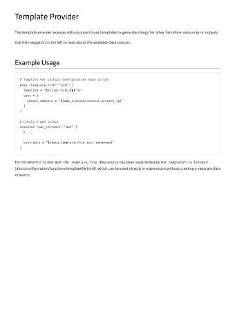 Template Provider  The template provider exposes data sources to use templates to generate strings