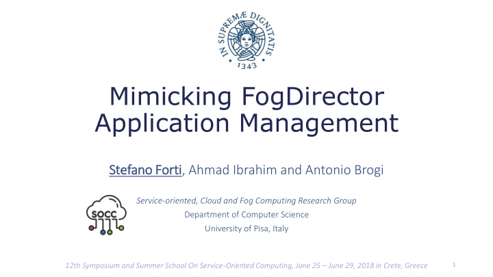 mimicking fogdirector application management