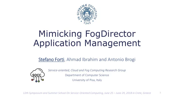 mimicking fogdirector application management