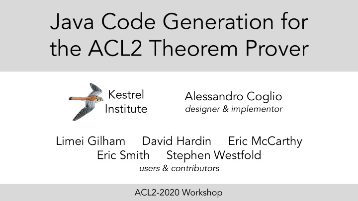 java code generation for the acl2 theorem prover