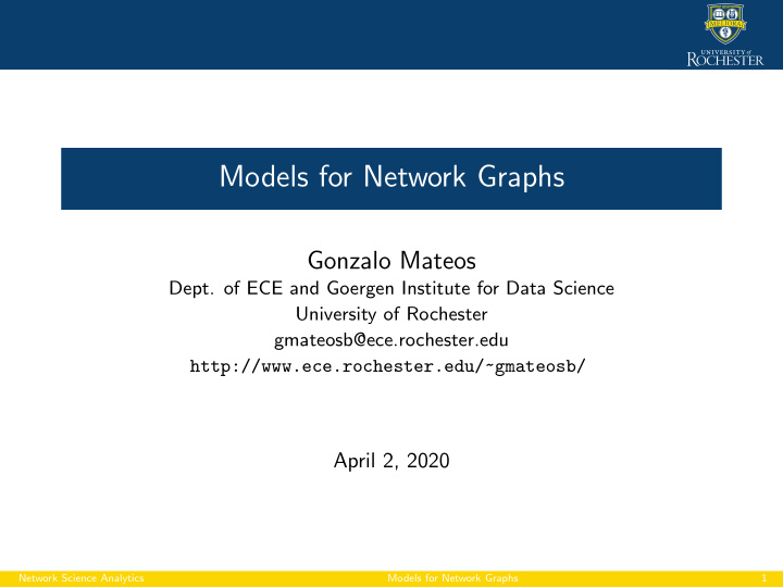 models for network graphs