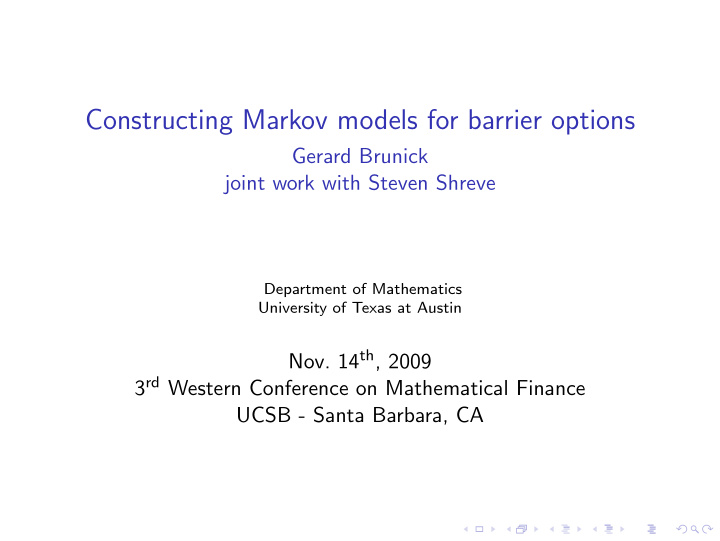 constructing markov models for barrier options