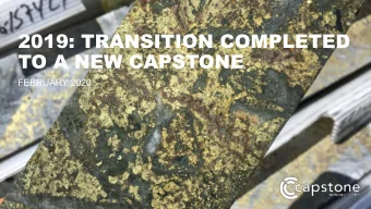 2019: TRANSITION COMPLETED  TO A NEW CAPSTONE  FEBRUARY 2020  Cautionary Notes  CAUTIONARY NOTE ON