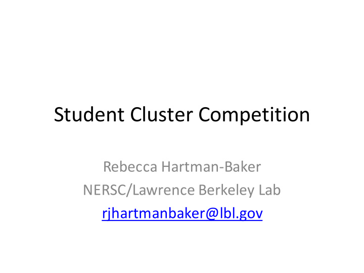 student cluster competition