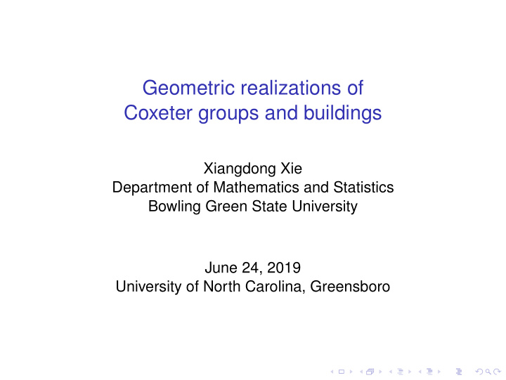 geometric realizations of coxeter groups and buildings