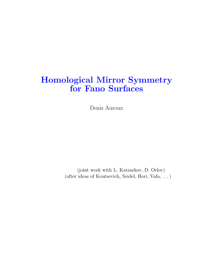 homological mirror symmetry for fano surfaces