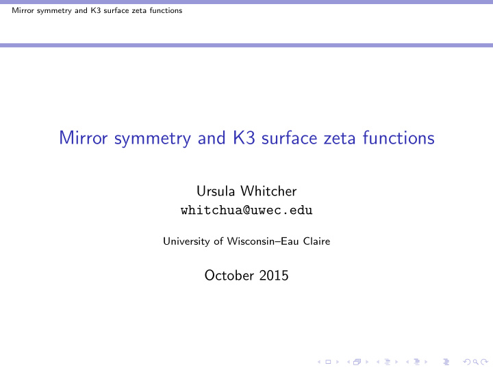 mirror symmetry and k3 surface zeta functions