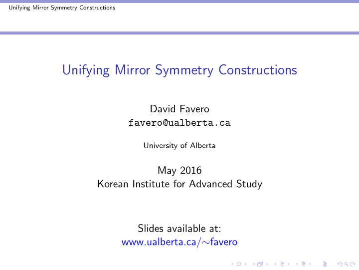 unifying mirror symmetry constructions