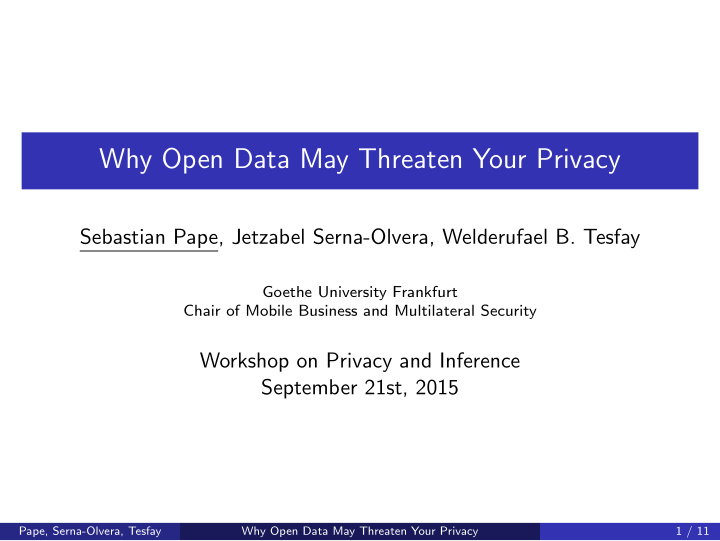 why open data may threaten your privacy