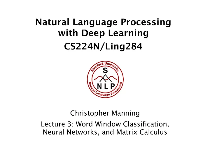natural language processing with deep learning cs224n