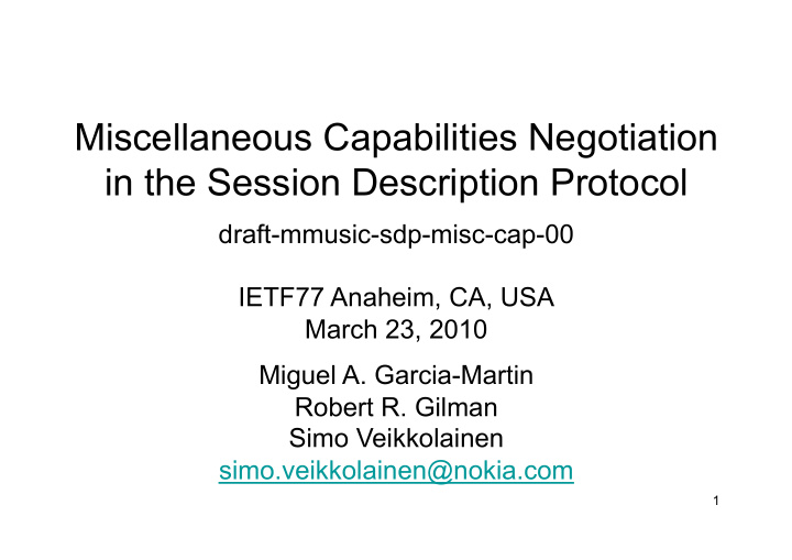 miscellaneous capabilities negotiation in the session