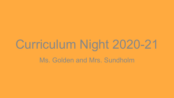 curriculum night 2020 21