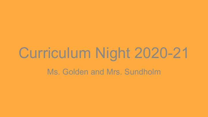 curriculum night 2020 21