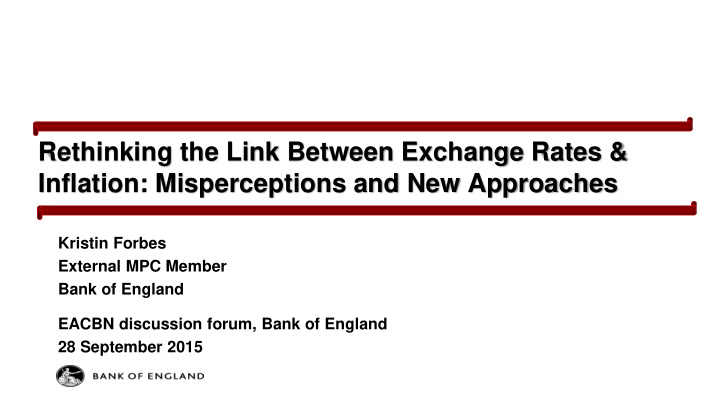 rethinking the link between exchange rates inflation