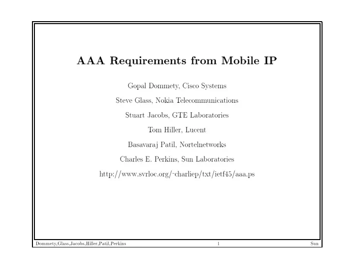 aaa requiremen ts from mobile ip gopal dommet y cisco