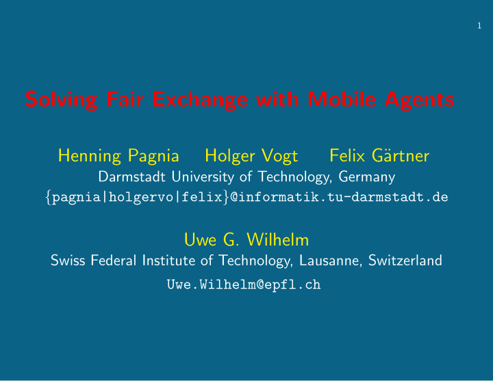 solving fair exchange with mobile agents