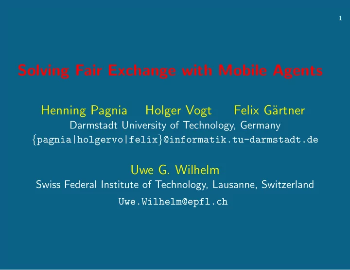 solving fair exchange with mobile agents