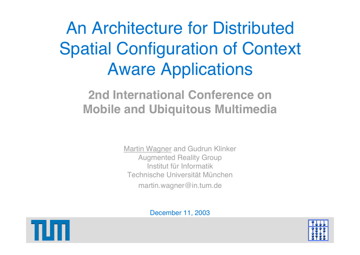 an architecture for distributed spatial configuration of
