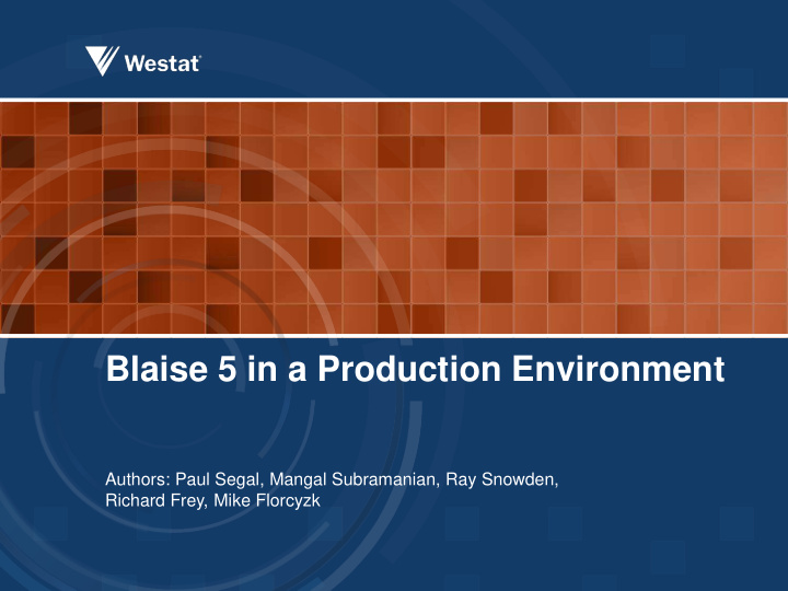 blaise 5 in a production environment