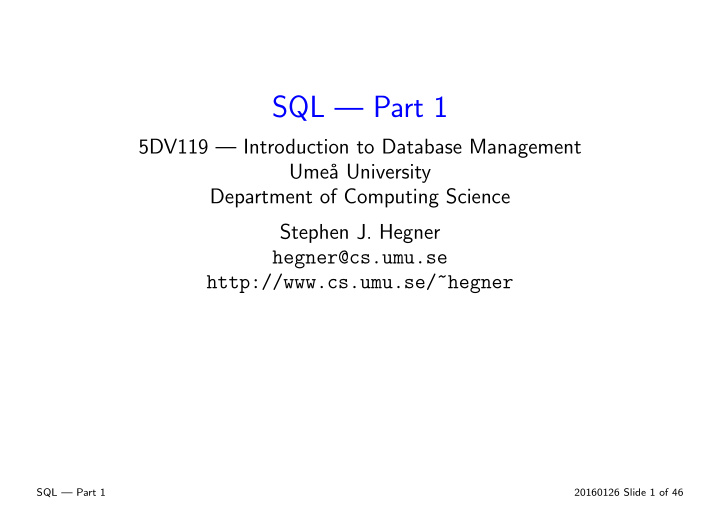 sql part 1