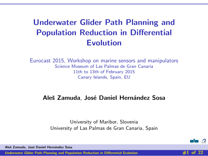 underwater glider path planning and population reduction