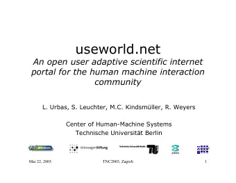 useworld.net  An open user adaptive scientific internet  portal for the human machine interaction