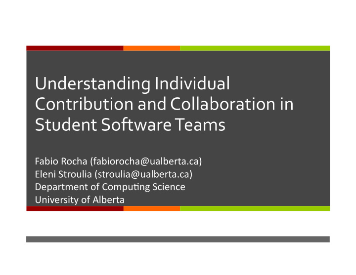 understanding individual contribution and collaboration