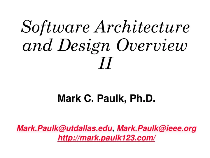 and design overview
