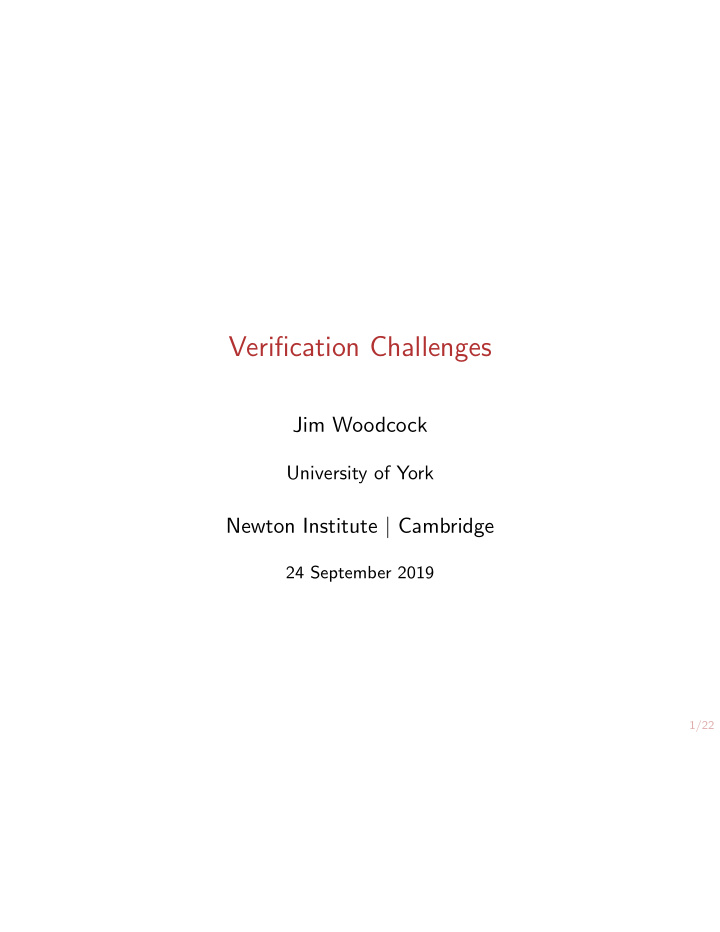 verification challenges