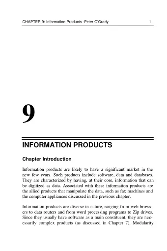 9  INFORMATION PRODUCTS  Chapter Introduction  Information products are likely to have a