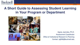 A Short Guide to Assessing Student Learning  in Your Program or Department  Agnes Jasinska, Ph.D.
