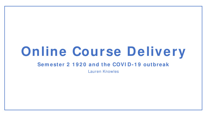 online course delivery