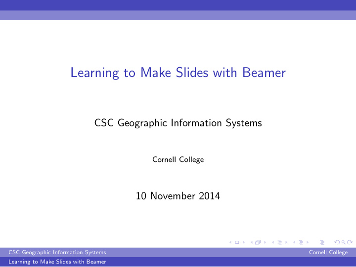 learning to make slides with beamer