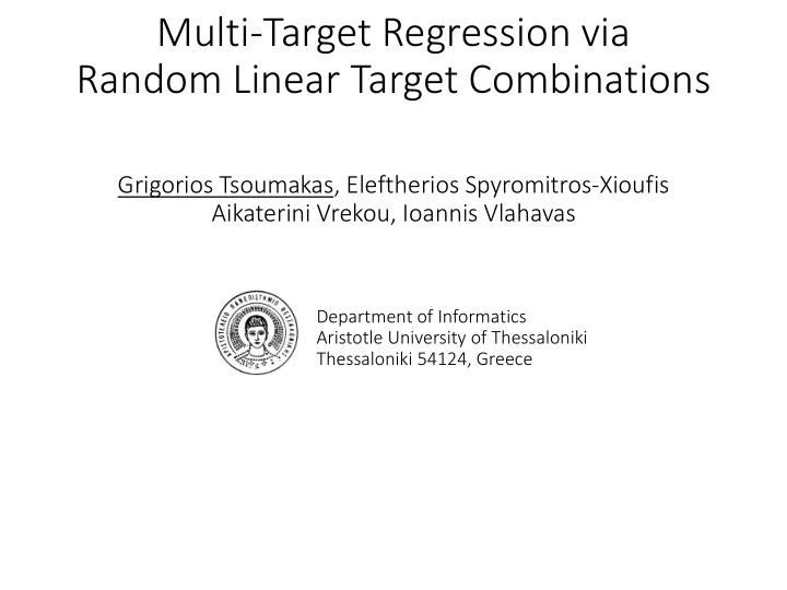 multi target regression via