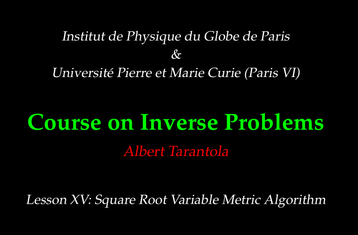 course on inverse problems