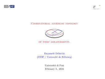 Combinatorial algebraic topology  of toric arrangements.  Emanuele Delucchi  (SNSF / Universit  e