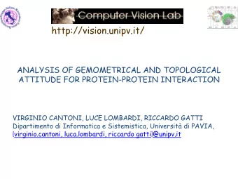 http://vision.unipv.it/  ANALYSIS OF GEMOMETRICAL AND TOPOLOGICAL  ATTITUDE FOR PROTEIN-PROTEIN