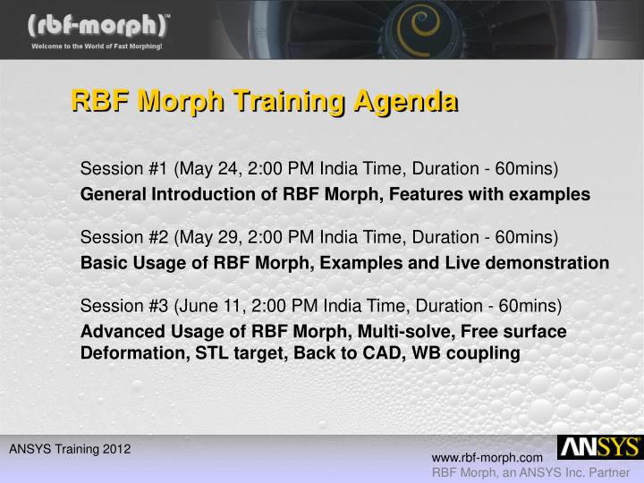 rbf morph training agenda