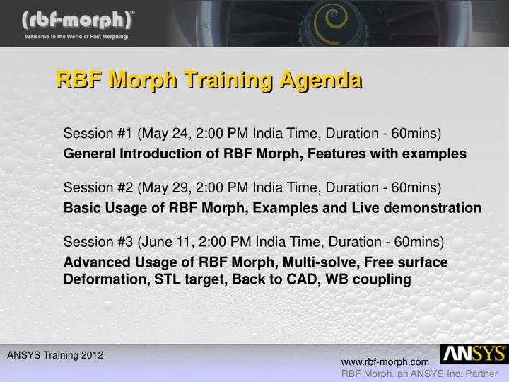 rbf morph training agenda